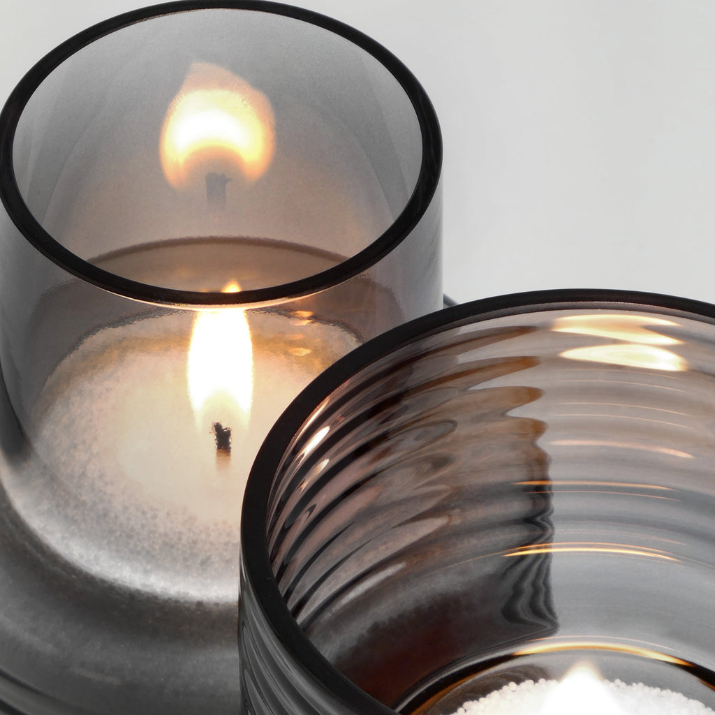 Set of 3 GLOW TOGETHER Smoked Glass Candle Holders