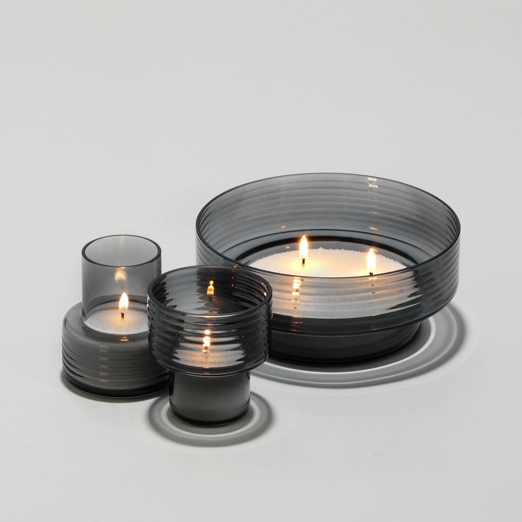 Set of 3 GLOW TOGETHER Smoked Glass Candle Holders