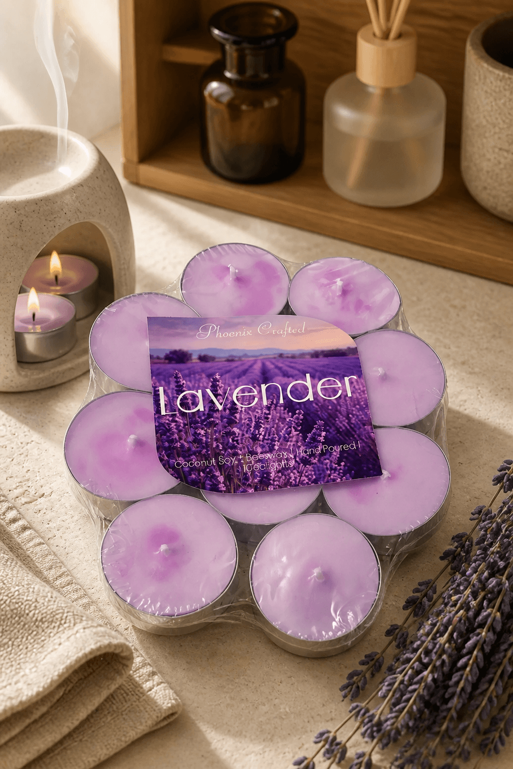 Velas de té de lavanda